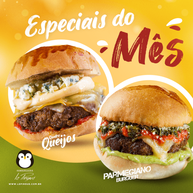 Especiais do Mês - Quatro Queijos e Parmegiano Burguer