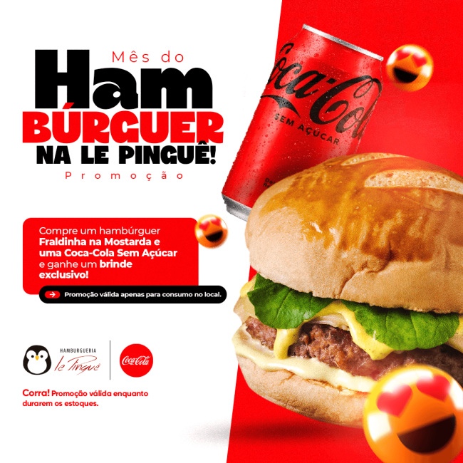 Mês do Hambúrguer - Le Pinguê e Coca-Cola